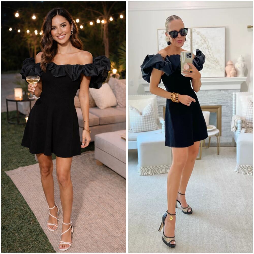 Aje Eldora Mini Dress XXS Black Off Shoulder Ruffle Ribbed Cocktail